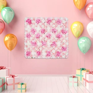 PINK 1*1m Artificial Flower Wall Panel Rose Dahlia Hydrangea Wedding Party Decor - Picture 1 of 17