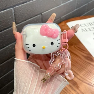 Cute Pink Hello KT Cat Cover for AirPods 4 Cartoon Earphone Case for Airpods Pro - Imagen 1 de 19