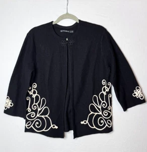 Cárdigan Suéter Gudrun Sjoden Lana Talla S Negro Floral Manga 3/4 Chaqueta Femenina - Imagen 1 de 13