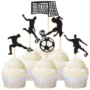 6 pz, Topper per torte da calcio, Topper per cupcake da calcio, Decorazioni per torte da calcio - Foto 1 di 5