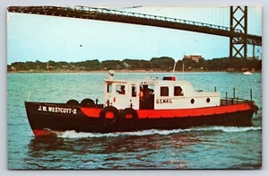 Postal J.W. Westcott II Mail Boat, río Detroit, Michigan 48222, - Imagen 1 de 2