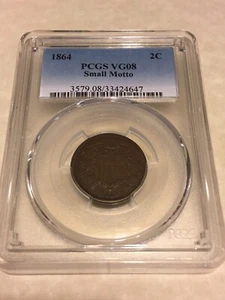 1864 VG8 VG08 PCGS 2C 2 cent Small Motto coin key date very good - Picture 1 of 6