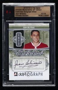 2012-13 ITG Ultimate Memorabilia 12th Edition Silver /19 Jean Beliveau Auto HOF