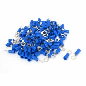 120pcs Blue RVS2-5 16-14 AWG Gauge Crimp Style Car Power Wire Ring Terminals - Picture 1 of 4