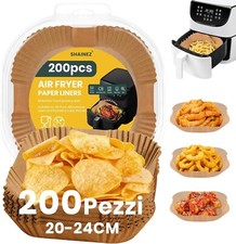 200 Pezzi Carta Forno Per Friggitrice Ad Aria Quadrata, 20-24cm