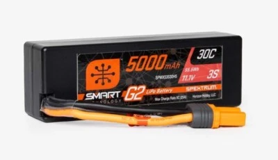 LiPo Battery 3S 30C 5000mAh SPEKTRUM 11.1V Smart G2 Hard Case IC5 Losi LMT Rey - Image 1 of 3
