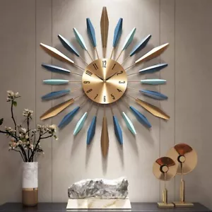 Large Wall Clock Starburst 21 Inch Oversized Metal Silent Non-Ticking Big Clocks - Picture 1 of 11