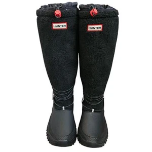 Hunter Wanderer Women's Black Waterproof Tall Sherpa Snow Boots SZ 7 NWT - Picture 1 of 12