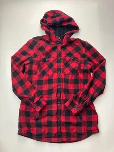 Camisa Eddie Bauer para mujer M a cuadros estilo sudadera con capucha forrada con botones - Imagen 1 de 3