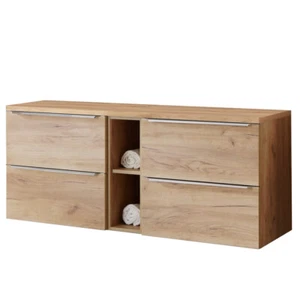Waschtischunterschrank 141cm Unterschrank Regal Wotaneiche Badezimmer Gäste WC - Bild 1 von 9