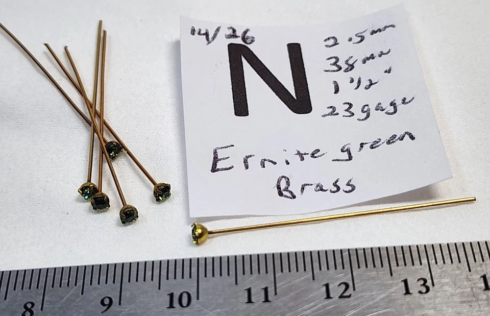 Vtg Swarovski Head Pins 2.5mm x 38mm + 1"  Rhinestone Bendable Findings Lot #205 - Image 1 of 1