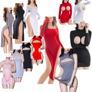 Sexy figurbetontes Damenkleid nackte Brust Minikleid offene Cup Babydoll Nachtwäsche - Bild 1 von 87
