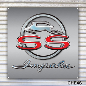 Chevrolet Impala SS Emblem Reproduction Illustrated Banner Sign Wall Art