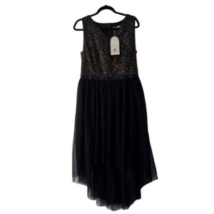 Bery Love Pailletten Party Kleid Hi-Lo Tüllrock ärmellos schwarz UK XL - Bild 1 von 6