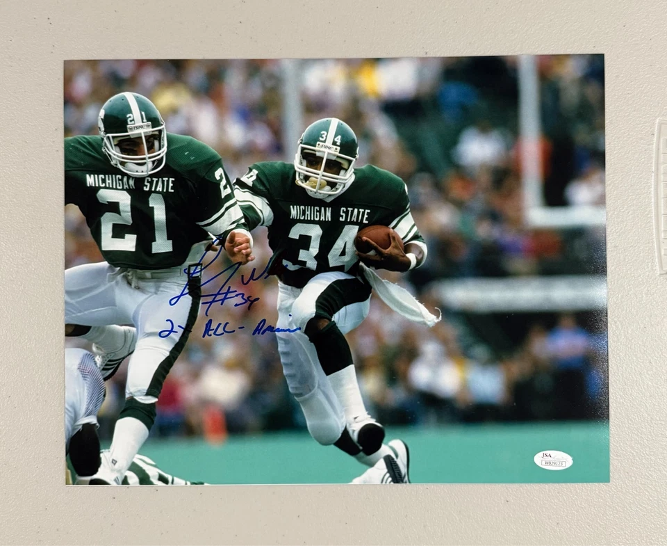 LORENZO WHITE SIGNED MICHIGAN STATE SPARTANS 11x14 PHOTO 2X ALL AMERICAN - JSA - Image 1 of 1