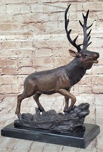 Scultura Bronzo Alce Cervo Caribù Buck Cervo Statua Arte Offerte Figura - Foto 1 di 10
