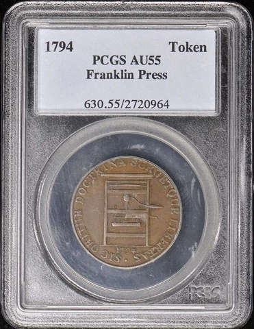 1794 Colonials Franklin Press Token PCGS AU55BN Cover
