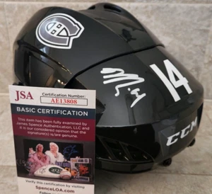 Casco de hockey de tamaño completo firmado por Nick Suzuki con certificado de autenticidad JSA Montreal Canadiens - Imagen 1 de 10