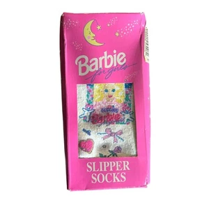 Vintage 1994 Barbie For Girls Acrylic/Nylin Slipper Socks In Box MADE IN USA - Picture 1 of 12