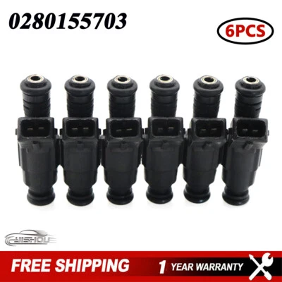 6 piezas inyectores de combustible de 4 orificios para Jeep Wrangler Cherokee Commanche 4,0 L 0280155703 Foto 1 de 4