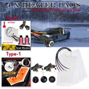 4x Pads Car Seat Heater Kit Cushion Round 6 Level Switch Universal Carbon Fiber - Picture 1 of 37