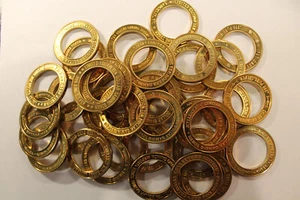 40-CASINO ELECTROPLATED $10 SILVER STRIKES BRASS RINGS, VARIOUS CASINOS - Picture 1 of 4