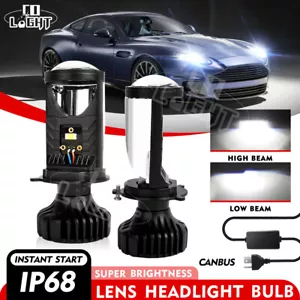H4 9003 Mini Bi-LED Projector Lens 200W 40000LM Hi-Lo Headlight Kit Retrofit LHD - Picture 1 of 10