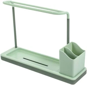 3-in-1 Kitchen Sink Caddy Sponge Holder + Brush Holder + Dish Cloth Hanger - Picture 1 of 6