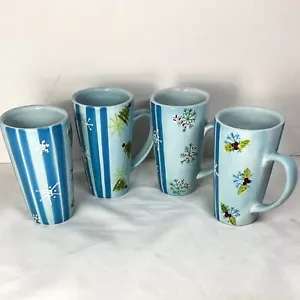 laurie Gates Tall Christmas Mugs 16oz shades of blue each unique - Picture 1 of 9