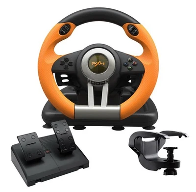 PXN V3 Pro Racing PC Steering Wheel With Pedals For PS4 PS3 XBOX Switch Orange - Image 1 of 4