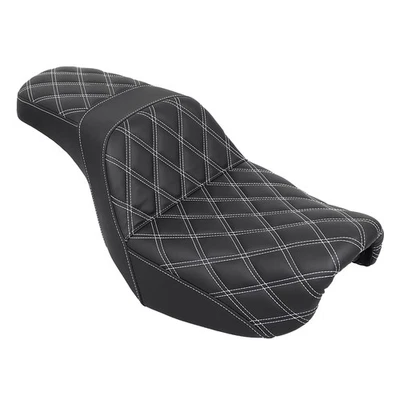 Black Driver Passenger White Stitching Seat Fit For Harley 06-17 FXD FXDWG Dyna - Image 1 of 4