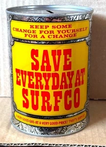 Vintage Surfco Gas Quart Motoröl Dose Münzbank, sparen Sie jeden Tag bei SURFCO - Bild 1 von 5