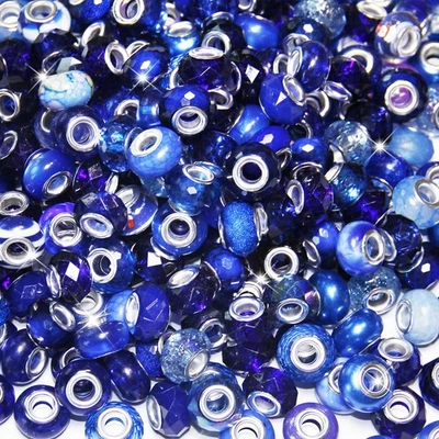 150pcs European Large Hole Beads,Assorted European Craft Beads Dark Blue Big - Image 1 of 4