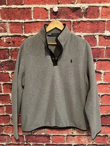 Polo Ralph Lauren Gris Polar 1/4 Snap Manga Larga Chaqueta Sudadera Grande - Imagen 1 de 4