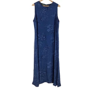 Vintage Lauren Ralph Laren blau Blumen reine Seide ärmellos Maxikleid UK 16 - Bild 1 von 10