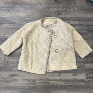 1970s Handmade Tweed Girls Quarter Sleeve Coat Size Large - Picture 1 of 8