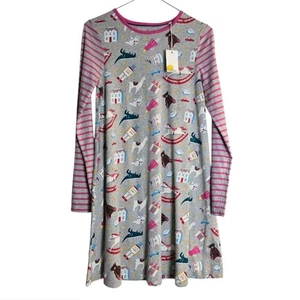 NWT MINI BODEN Swing Dress Holiday Print Toys Stripes Girls' 11-12 - Picture 1 of 9