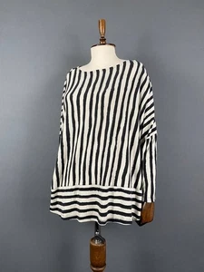 Gudrun Sjoden Damen Bluse Oberteil Gr. XL schwarz-weiß gestreift Lyocell Langarm - Bild 1 von 8