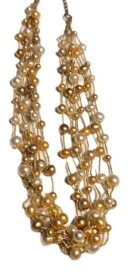 Collar de plata de ley con cuentas de perlas de 6 hilos LUC 19" Foto 1 de 4