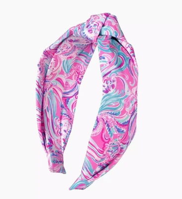 Lilly Pulitzer Fabric Headband Pink Don't Be Jelly 1" Wide Jellyfish Knot NEW - Image 1 of 4