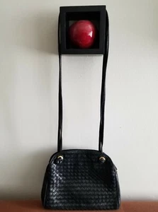 Vintage La Bagagerie Black Genuine Leather Worn Shoulder  Very Good Condition - Picture 1 of 9