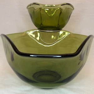 Indiana Glass Moderno Tri-Top Aguacate Verde Chip & Dip Hecho en EE. UU. 7.5" de Alto - Imagen 1 de 9