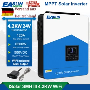 SMH III 4.2KW 24V Hybrid Solar Wechselrichter Laderegler MPPT 120A WIFI Output - Bild 1 von 20