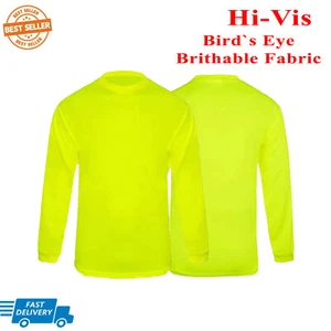 TPG Safety Work Hi Vis Viz High Visibility T Shirt Long Sleeve Neon Tee Shirts - Picture 1 of 6