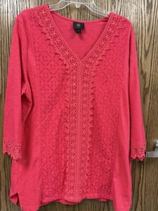 Blusa di "JM Collection" taglia XL rosa/fucsia paillettes pizzo - Foto 1 di 14