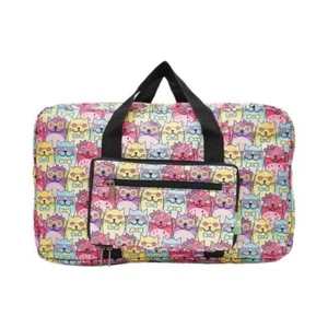 Eco Chic Lightweight Foldable Holdall - Glasses Cats Multi - BNWT - Picture 1 of 4