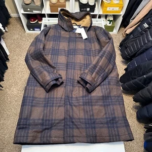 Vince Redwood Wool Blend Brown Plaid Long Parka Duffle Coat Mens 2XL NWT $895 - Picture 1 of 11