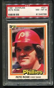 PSA 1981 Donruss Baseball #371 PETE ROSE Philadelphia Phillies PSA 8 NM-MT