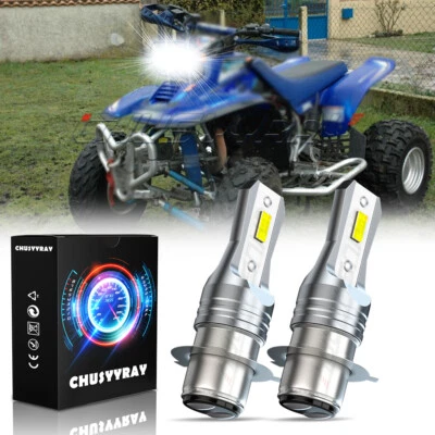 2 White 6000K Bright LED headlight light bulbs for Yamaha Warrior 350 1996-2004 - Image 1 of 4