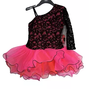 REVOLUTION Dance Costume Dress Leotard Tutu Girls XXLC Black Pink Ballet Tap - Picture 1 of 19